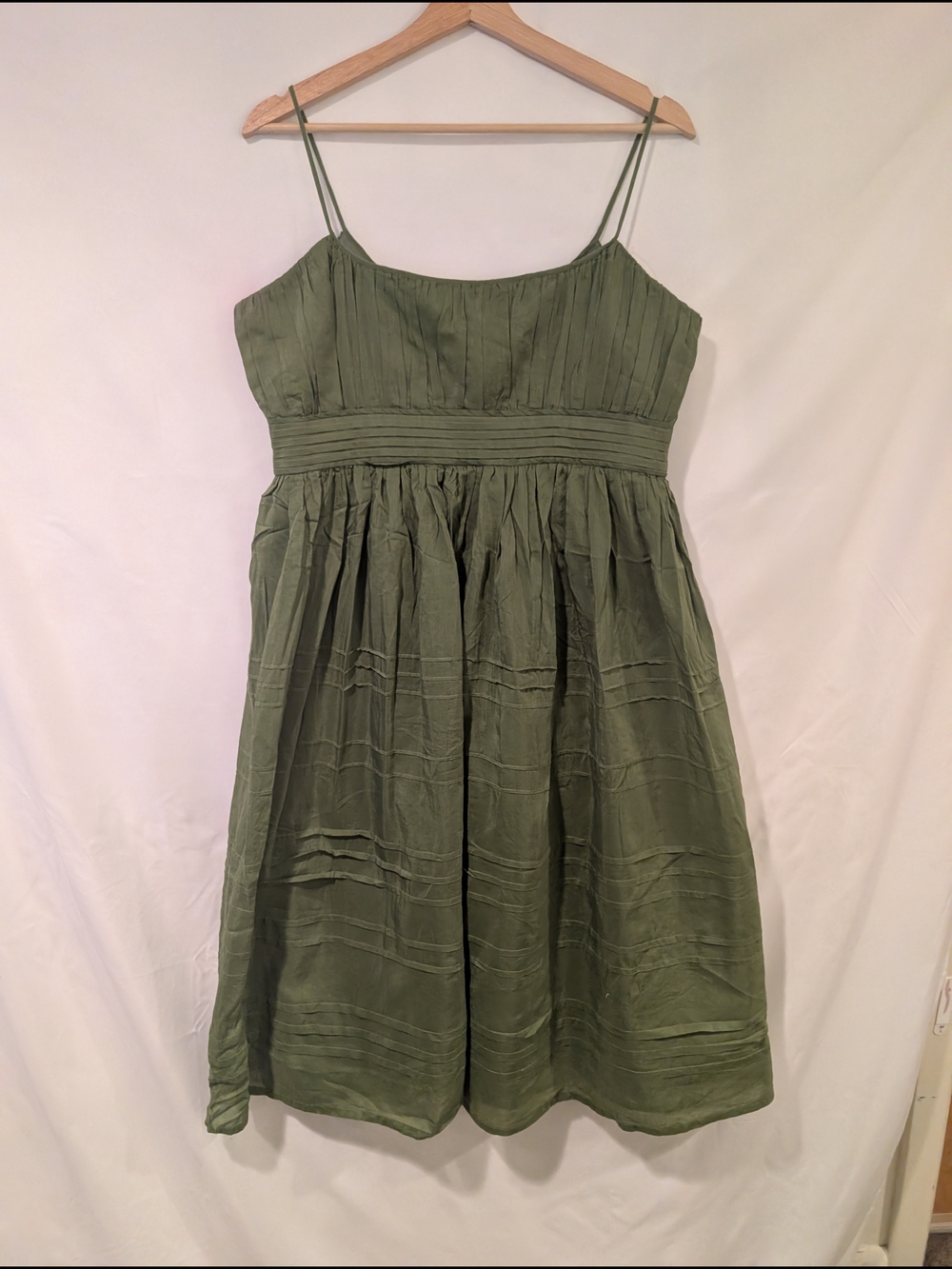 Jones New York Olive Green Spaghetti-Strap Midi Dress